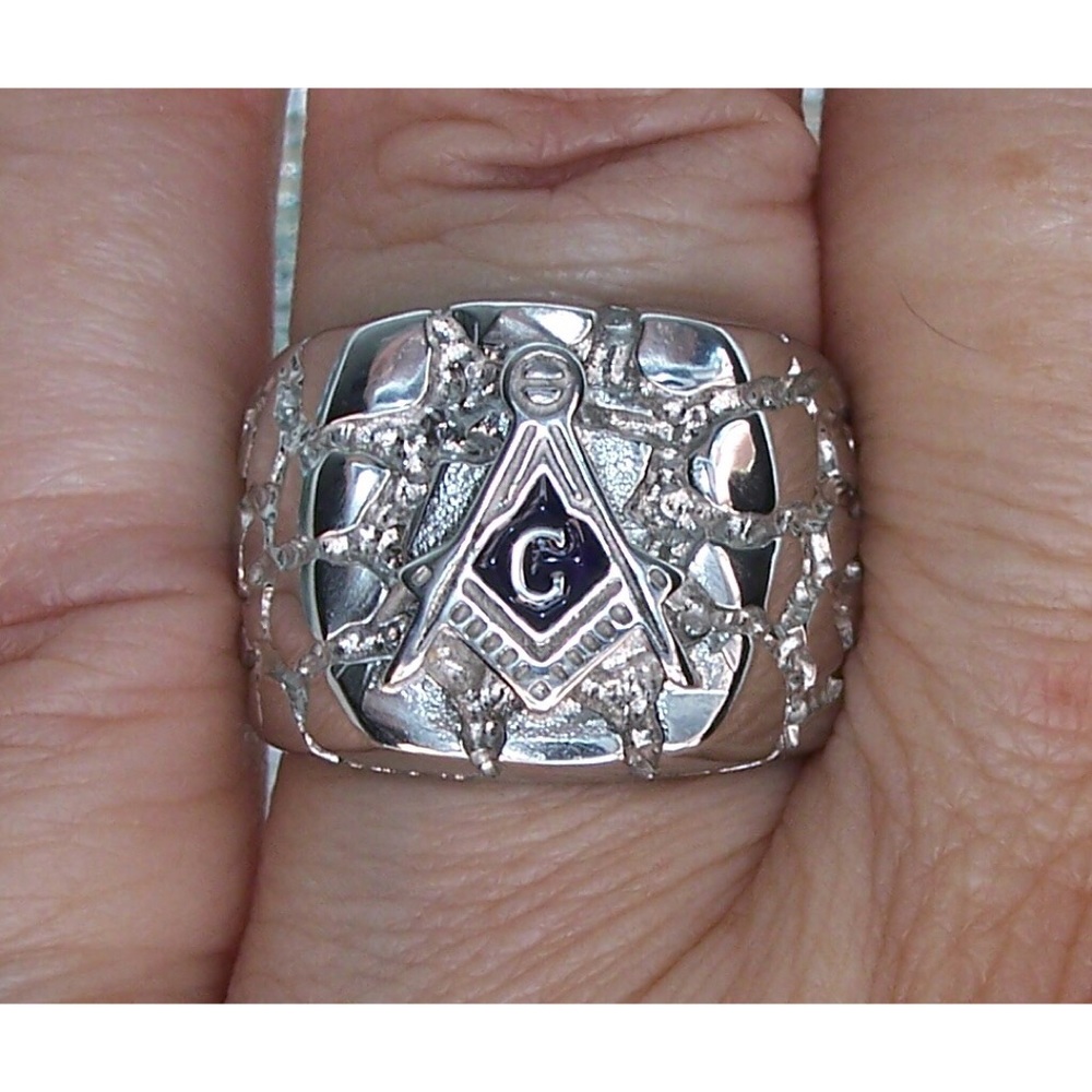 STAINLESS STEEL Men’s Masonic Nugget Ring - Picture 4 of 13